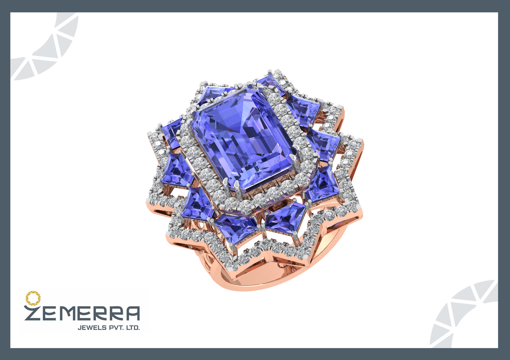 14K Rose Gold Diamond Elegant Rings Sarafa Bazar India