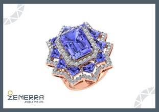 14K Rose Gold Diamond Elegant Rings Sarafa Bazar India