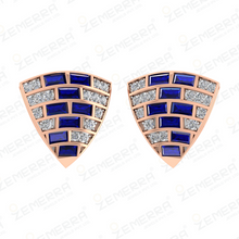 14K Rose Gold Diamond Pendant Set With Blue Baguette Sarafa Bazar India