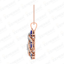 14K Rose Gold Diamond Spiral Pendant with Blue Sapphires Sarafa Bazar India