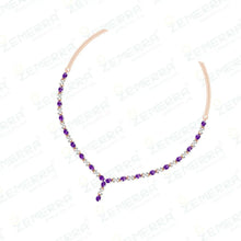 This 14K Rose Gold Diamond Set With Purple Oval Cut Stone Sarafa Bazar India