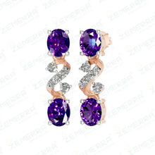 This 14K Rose Gold Diamond Set With Purple Oval Cut Stone Sarafa Bazar India