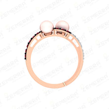 Timeless 14K Gold Diamond Ring With Two Freshwater Pearls Sarafa Bazar India