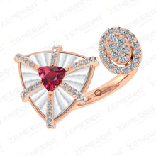 Timeless 14K Rose Gold Diamond Trillion Ruby Open Ring Design Sarafa Bazar India