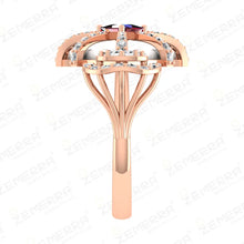 Timeless 14K Rose Gold Diamond Trillion Ruby Open Ring Design Sarafa Bazar India