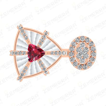 Timeless 14K Rose Gold Diamond Trillion Ruby Open Ring Design Sarafa Bazar India