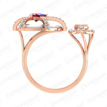 Timeless 14K Rose Gold Diamond Trillion Ruby Open Ring Design Sarafa Bazar India