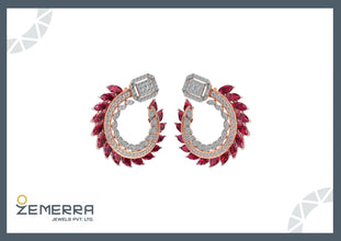 Timeless 14KT Gold Diamond Earrings With Marquise ruby Stone Sarafa Bazar India