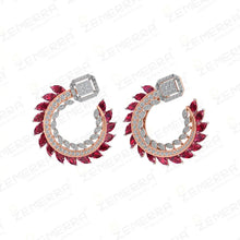 Timeless 14KT Gold Diamond Earrings With Marquise ruby Stone Sarafa Bazar India