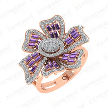 Top Rated 14K Gold Floral Baguette Diamond Statement Ring Sarafa Bazar India