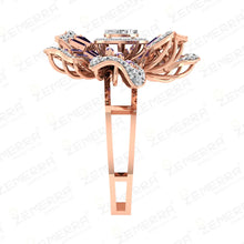 Top Rated 14K Gold Floral Baguette Diamond Statement Ring Sarafa Bazar India