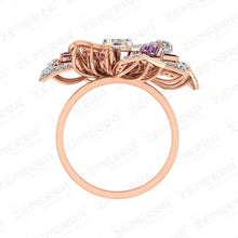 Top Rated 14K Gold Floral Baguette Diamond Statement Ring Sarafa Bazar India