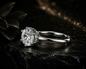 Oval Cut Lab Grown Diamond Women's Ring 9Kt White Gold LR-66 Sarafa Bazar India