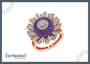Trending 14K Rose Gold Diamond Sunburst Cluster Ring Sarafa Bazar India