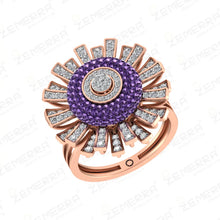 Trending 14K Rose Gold Diamond Sunburst Cluster Ring Sarafa Bazar India