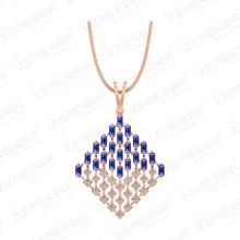 Trendy 14K Gold Diamond Tanzanite Stone Square Shape Pendant Set Sarafa Bazar India