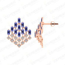 Trendy 14K Gold Diamond Tanzanite Stone Square Shape Pendant Set Sarafa Bazar India