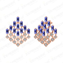 Trendy 14K Gold Diamond Tanzanite Stone Square Shape Pendant Set Sarafa Bazar India