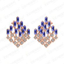 Trendy 14K Gold Diamond Tanzanite Stone Square Shape Pendant Set Sarafa Bazar India