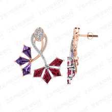Trendy 14K Rose Gold Diamond Earring - Leaf Pattern Design Sarafa Bazar India