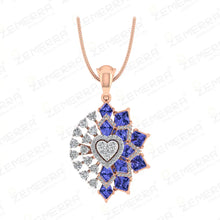 Trendy 14K Rose Gold Diamond Heart Shape Pendant Set Sarafa Bazar India