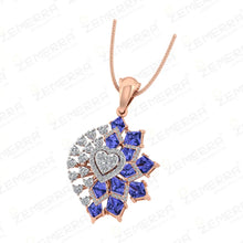 Trendy 14K Rose Gold Diamond Heart Shape Pendant Set Sarafa Bazar India