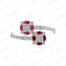 Trendy 14KT Rose Gold Diamond Ruby Ring Sarafa Bazar India