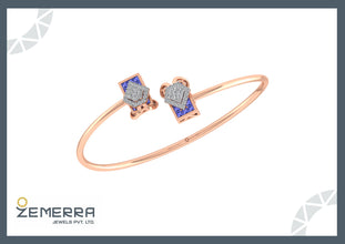 Trendy 14k Rose Gold Blue Princess Cut Stone Diamond Bracelets Sarafa Bazar India