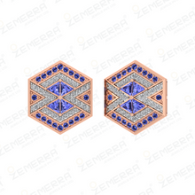 14K Gold Diamond Hexagon Shape Pendant With Tanzanite stone Sarafa Bazar India