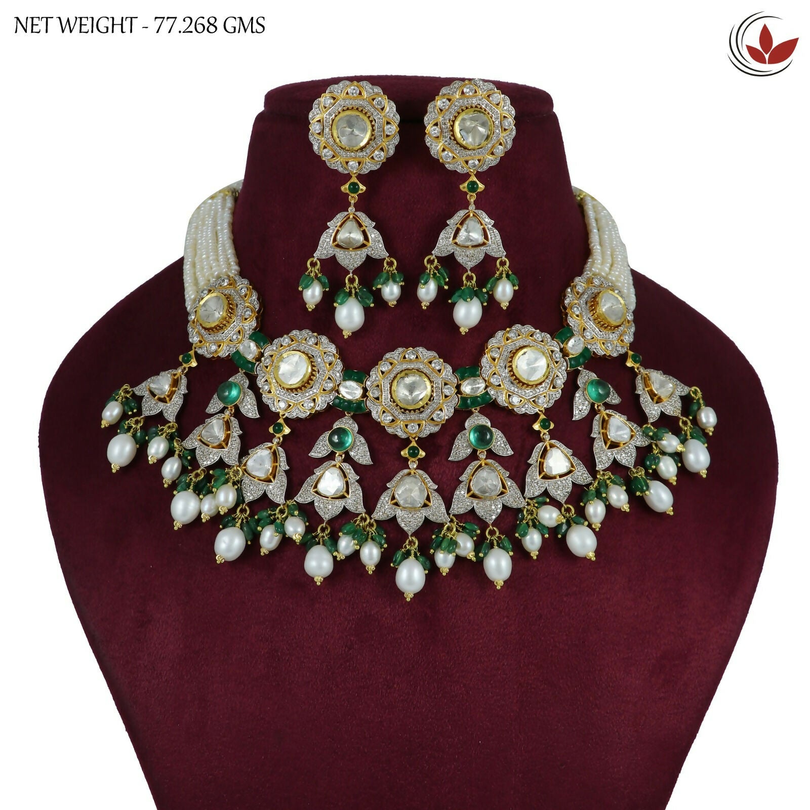 14kt Diamond Polki Necklace Sarafa Bazar India