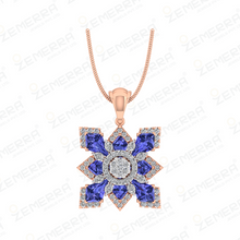 Luxury 14K Rose Gold Diamond Floral Pendant Set For Women Sarafa Bazar India