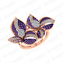 Trending Now 14K Gold Diamond Floral Shape Ring For Her Sarafa Bazar India