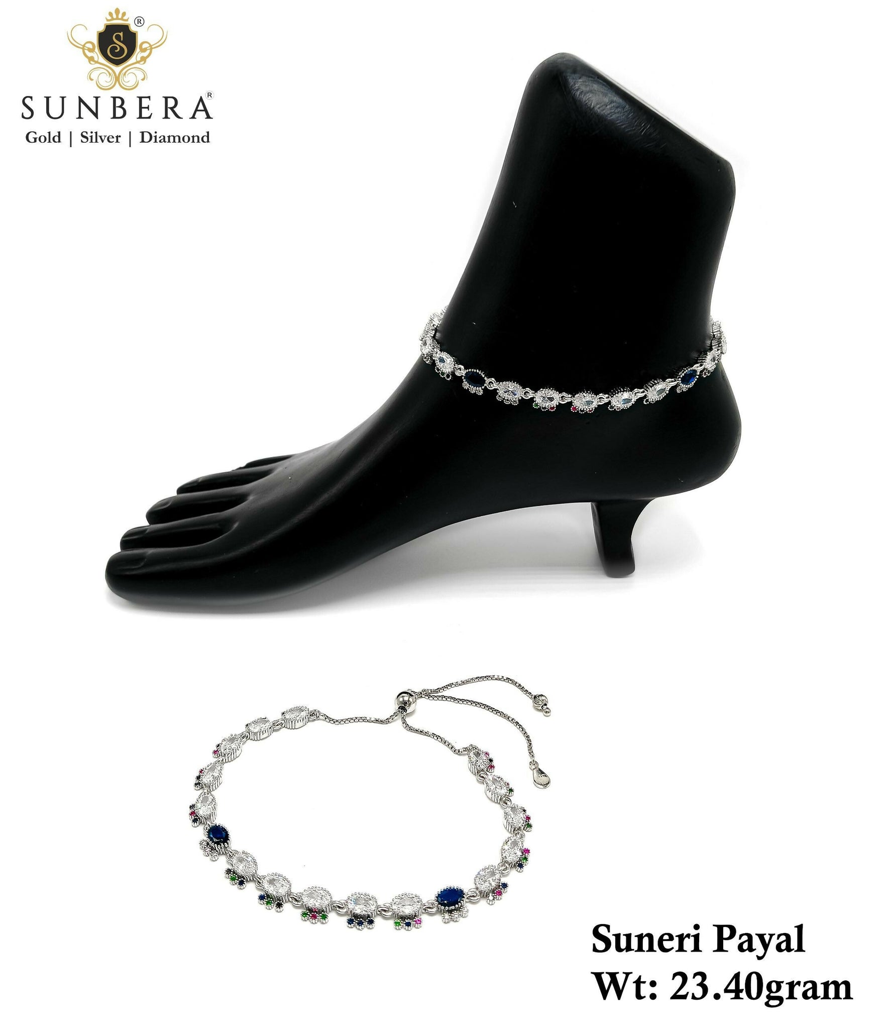 925 Silver Suneri Payal Sarafa Bazar India