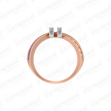 Classy 14K Rose Gold Diamond Cross Over Band Ring Sarafa Bazar India