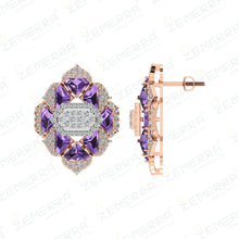 14K Gold Diamond Pendent Set With Purple Stone Sarafa Bazar India