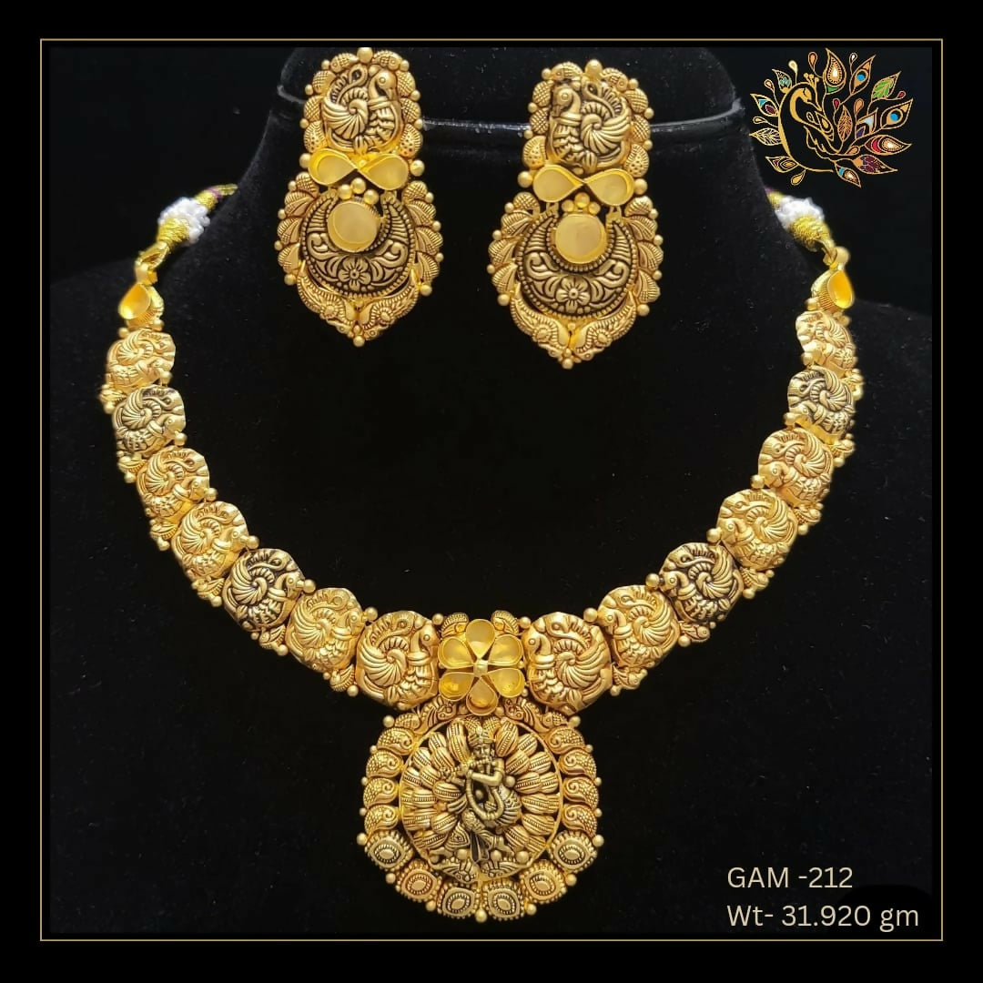 22kt Antique Ghat Necklace Khoka Sarafa Bazar India