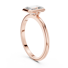 Emerald Cut Lab Grown Diamond Women's Ring 9Kt Rose Gold LR-70 Sarafa Bazar India