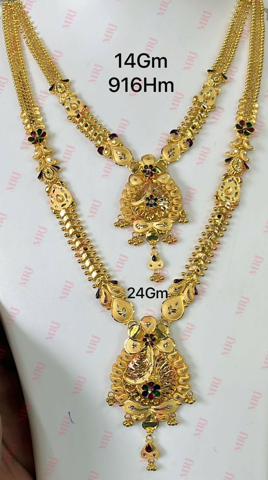 22kt Gold Necklace & Long Set Sarafa Bazar India