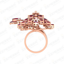 Trendy 14K Rose Gold Diamond Floral Ring Sarafa Bazar India