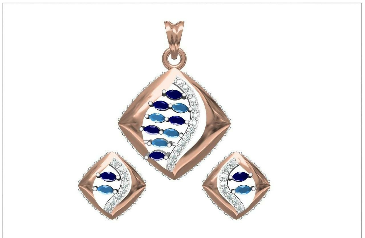 Rose Gold Pendant Set Sarafa Bazar India