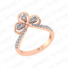 Floral Bypass 14K Rose Gold Diamond Ring for Women Sarafa Bazar India