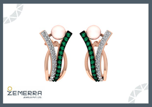 Unique 14K Gold Diamond Bali With Pearls Sarafa Bazar India