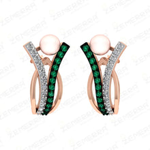 Unique 14K Gold Diamond Bali With Pearls Sarafa Bazar India