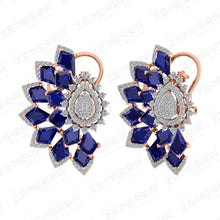 Unique 14K Gold Diamond Blue Kite Stone Necklace Set Sarafa Bazar India