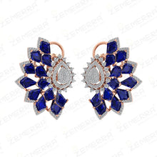 Unique 14K Gold Diamond Blue Kite Stone Necklace Set Sarafa Bazar India