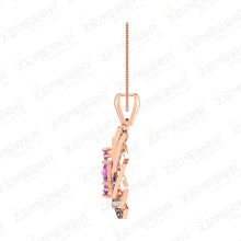 Unique 14K Gold Diamond Double ColorStone Spiral Pendant Set Sarafa Bazar India