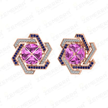 Unique 14K Gold Diamond Double ColorStone Spiral Pendant Set Sarafa Bazar India