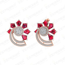 Unique 14K Gold Diamond Earring With Kite Ruby Stone Sarafa Bazar India