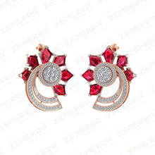 Unique 14K Gold Diamond Earring With Kite Ruby Stone Sarafa Bazar India