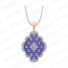 Unique 14K Gold Diamond Tanzanite Stone Studded Pendant Set Sarafa Bazar India